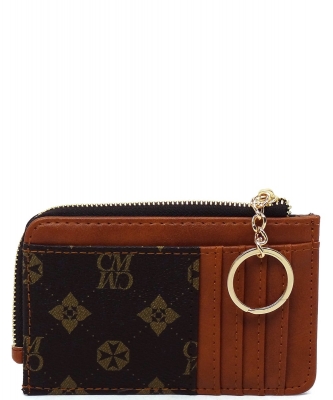 CM Monogram Card Holder Keychain Wallet CM003 BROWN/TAN